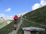 escursionisti in cammino  vicino al Passo dello Stelvio